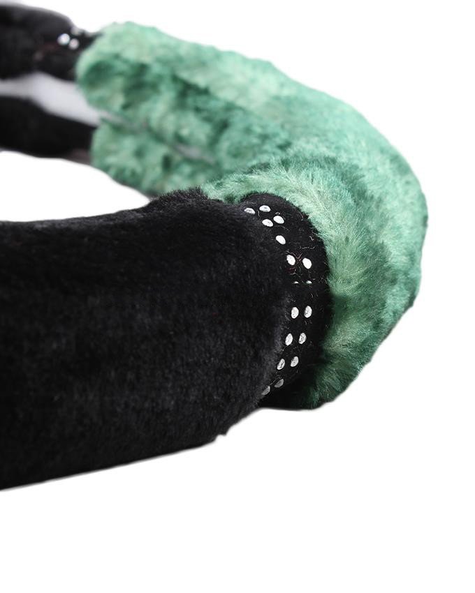 Black and Green Fur Steering Cover