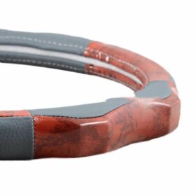 Grey and Red Wooden Steering Cover