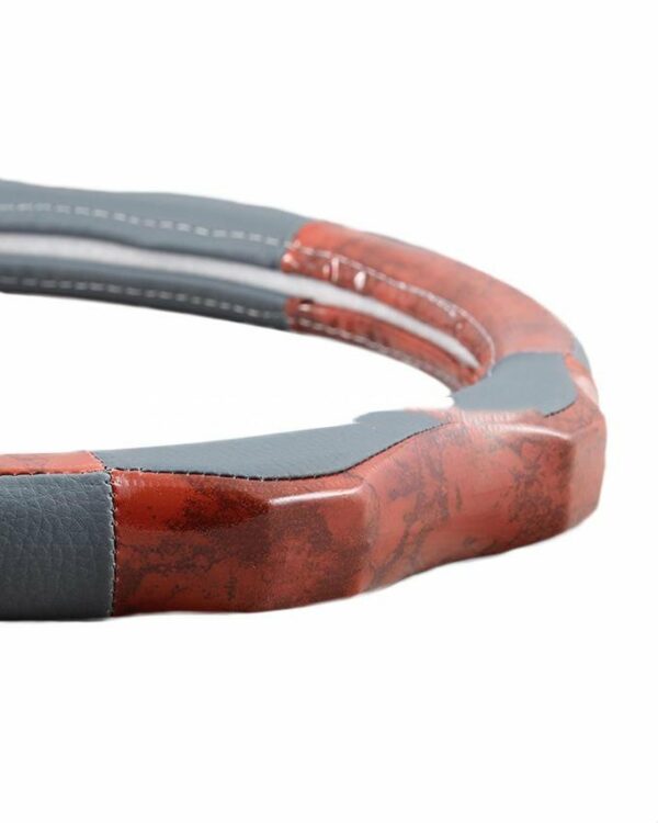 Grey and Red Wooden Steering Cover