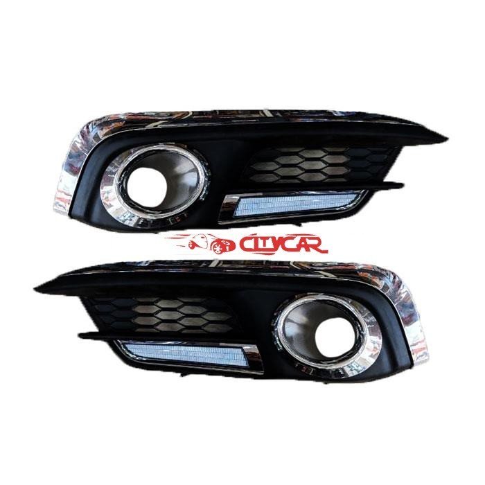 Honda Civic Chrome with LED DRL Fog Lamps Cover - Model 2016-2019